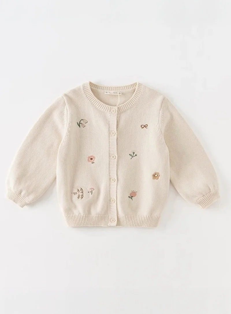 Dave & Bella Beige Floral Cardigan